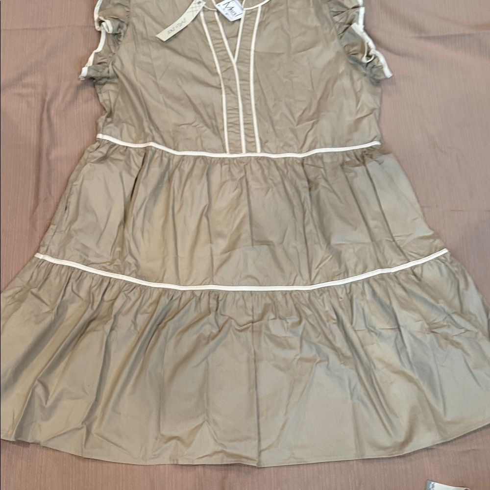 She + Sky Ruffle Sleeve Dress - Tan - Picture 9 of 10